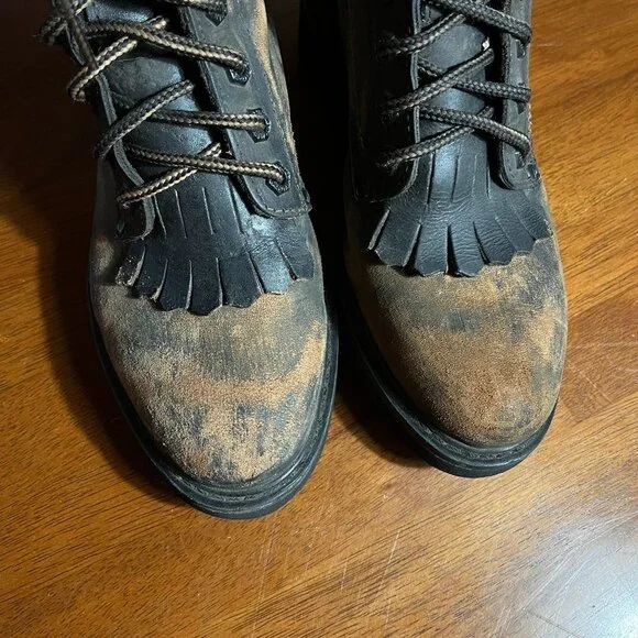 Rhino Distressed Leather Lace Up Packer Boots US 8 Grunge Hobo Combat Western